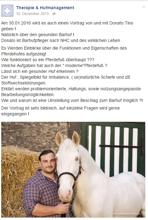 Seminar Hufmanagment 30.1.2016 bei Donato Tino